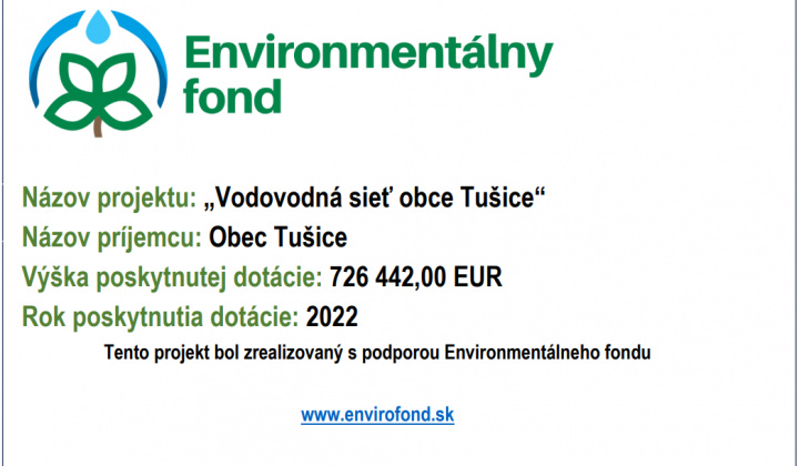 Fotka - Projekt „Vodovodná sieť obce Tušice“